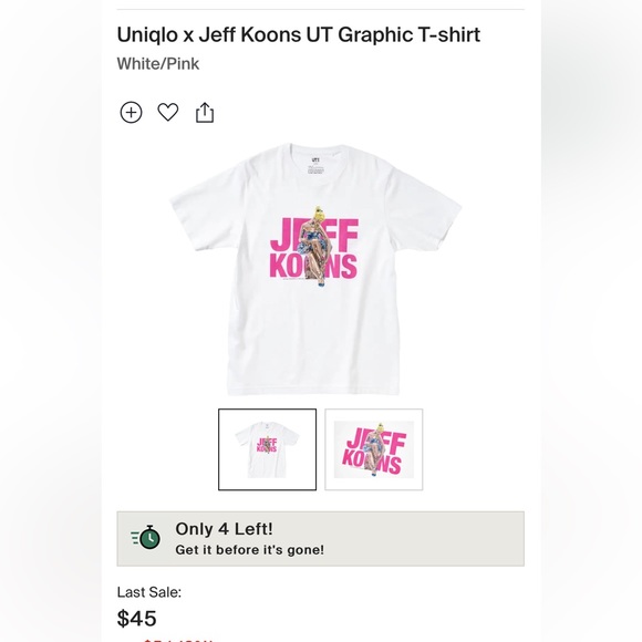 *NEW* Uniqlo x Jeff Koons UT Graphic T-shirt White/Pink, size Medium. - Picture 7 of 7